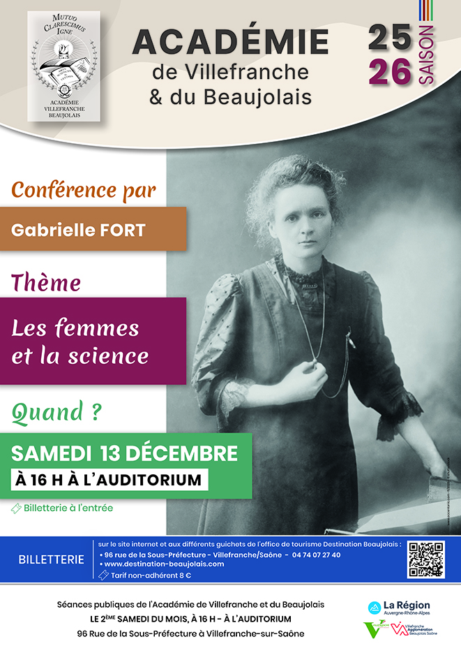Affiche conférence décembre 2025 Les femmes et la science
